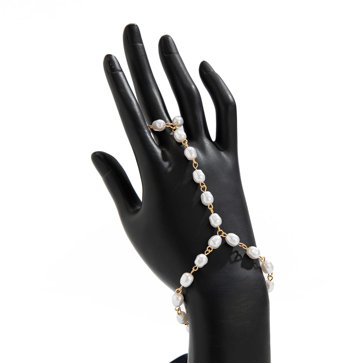 Baroque Pearl Chain Finger Ring Bracelet - ArtGalleryZen