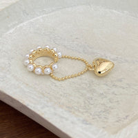 Thumbnail for Baroque Pearl CZ Inlaid Heart Dangle Ear Cuff Earring - ArtGalleryZen