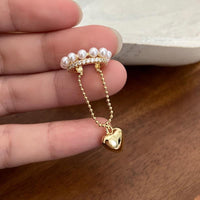 Thumbnail for Baroque Pearl CZ Inlaid Heart Dangle Ear Cuff Earring - ArtGalleryZen