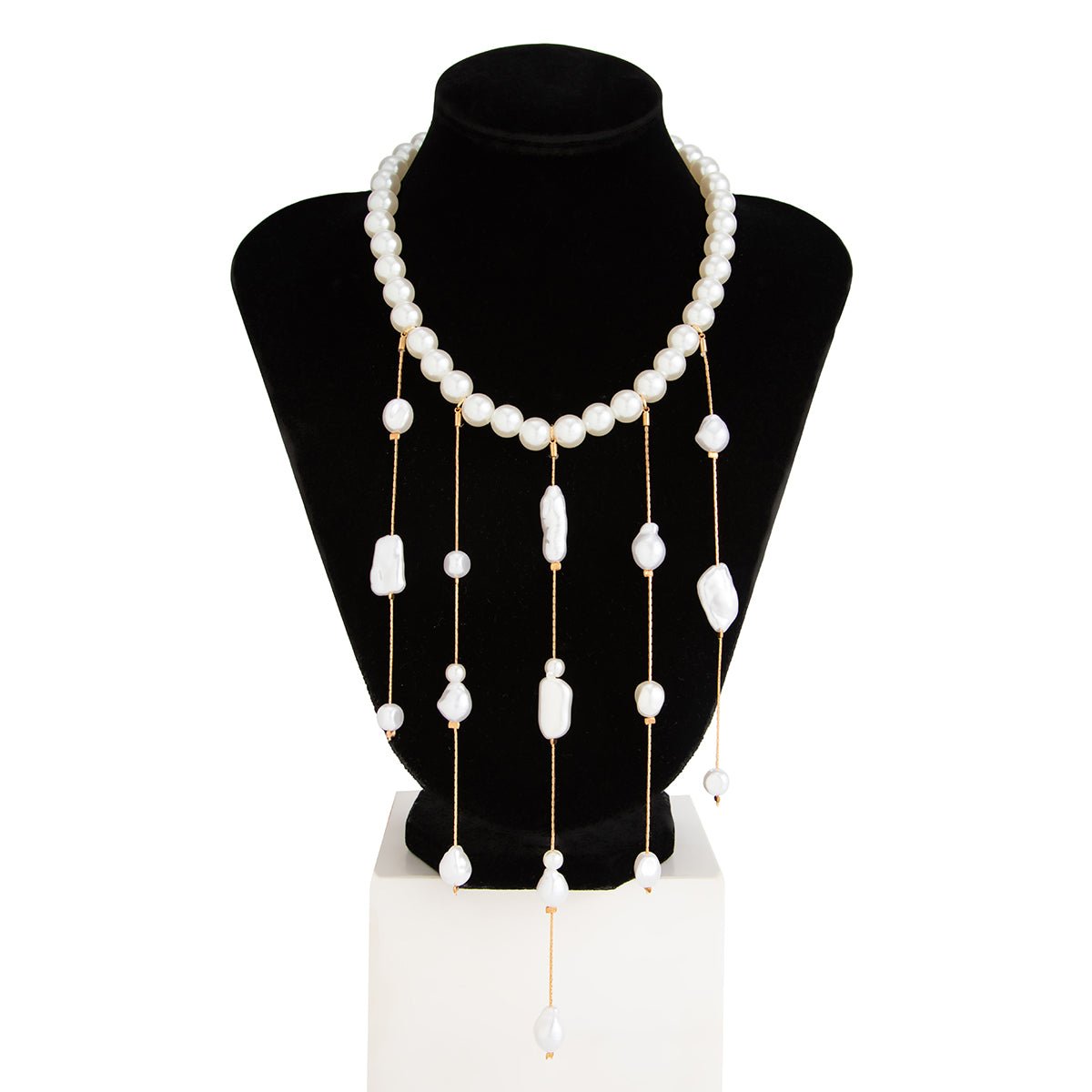 Baroque Pearl Raindrop Tassel Choker Necklace - ArtGalleryZen