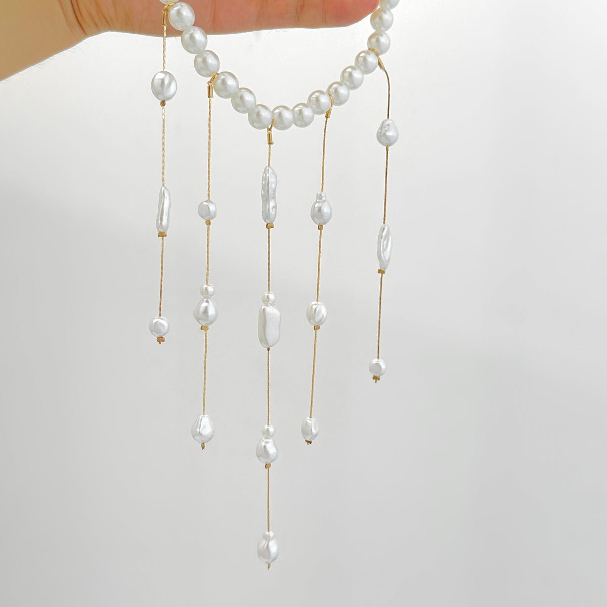 Baroque Pearl Raindrop Tassel Choker Necklace - ArtGalleryZen