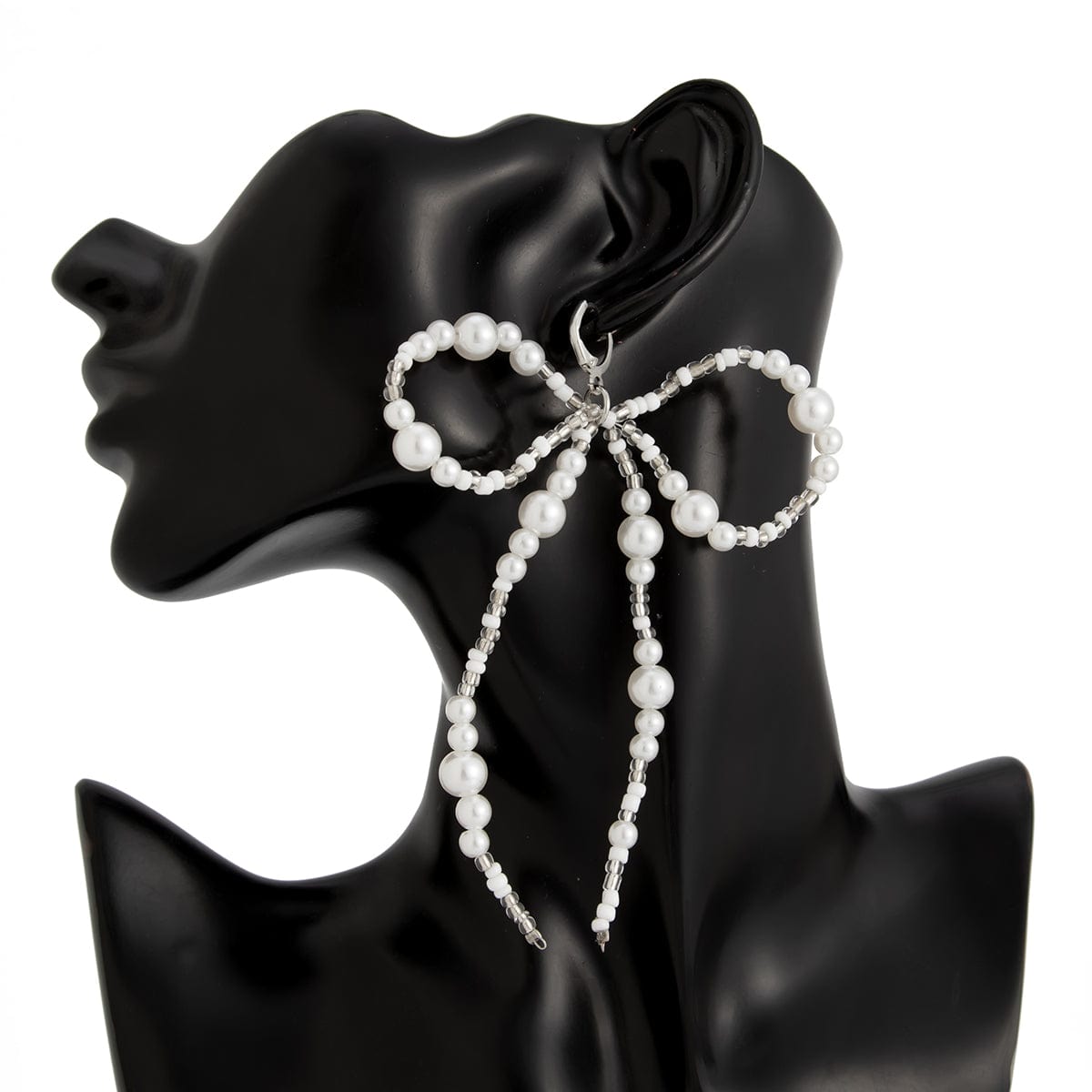 Baroque Pearl Seed Beaded Bowknot Necklace Earrings Set - ArtGalleryZen