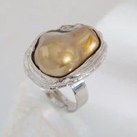 Thumbnail for Baroque Silver Plated Irregular Pearl Inlaid Adjustable Ring