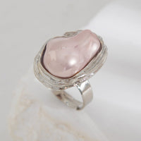 Thumbnail for Baroque Silver Plated Irregular Pearl Inlaid Adjustable Ring