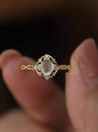 Thumbnail for Baroque-style Moonstone Ring - ArtGalleryZen