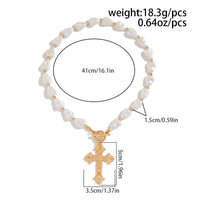 Thumbnail for Baroque Toggle Clasp Cross Pendant Irregular Pearl Chain Necklace