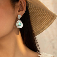 Thumbnail for Baroque Turquoise Inlaid Waterdrop Dangle Earrings