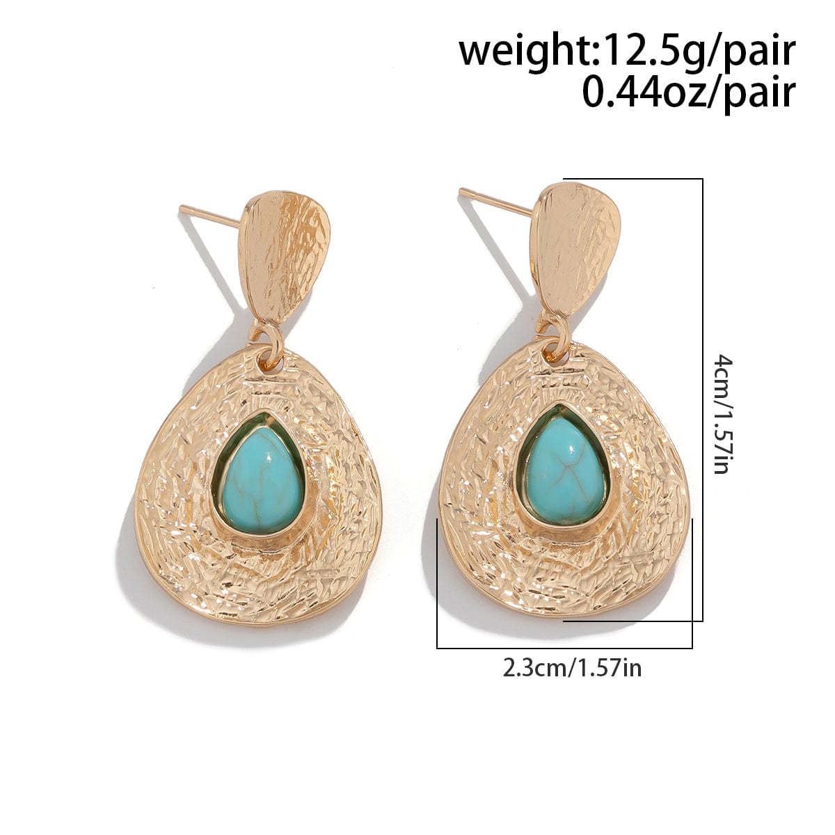 Baroque Turquoise Inlaid Waterdrop Dangle Earrings