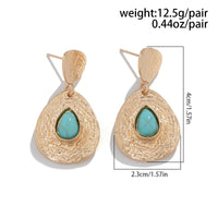 Thumbnail for Baroque Turquoise Inlaid Waterdrop Dangle Earrings