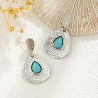 Thumbnail for Baroque Turquoise Inlaid Waterdrop Dangle Earrings