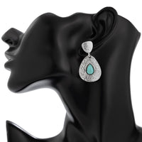 Thumbnail for Baroque Turquoise Inlaid Waterdrop Dangle Earrings