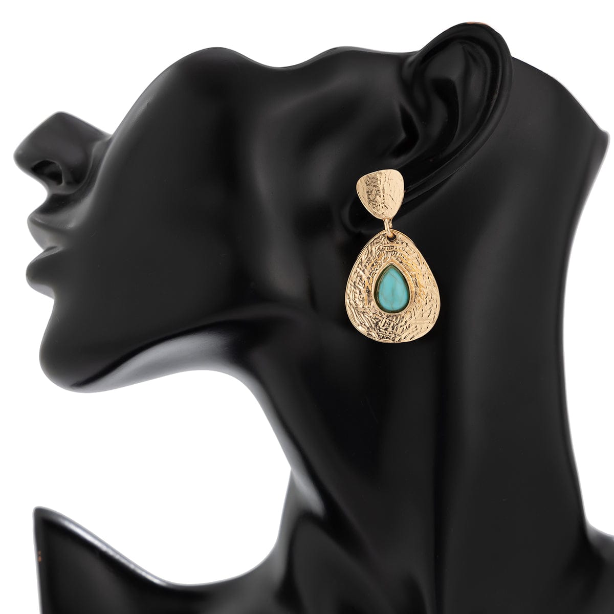 Baroque Turquoise Inlaid Waterdrop Dangle Earrings