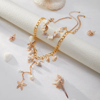 Thumbnail for Beach Style 2pcs Conch Shell Starfish Pearl Tassel Y Necklace Set - ArtGalleryZen