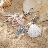 Thumbnail for Beach Style 2pcs Shell Charm Seed Bead Tassel Keychain Set - ArtGalleryZen