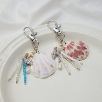 Thumbnail for Beach Style 2pcs Shell Charm Seed Bead Tassel Keychain Set - ArtGalleryZen