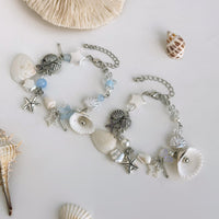 Thumbnail for Beach Style 2pcs Shell Starfish Pearl Charm Bracelet Set - ArtGalleryZen