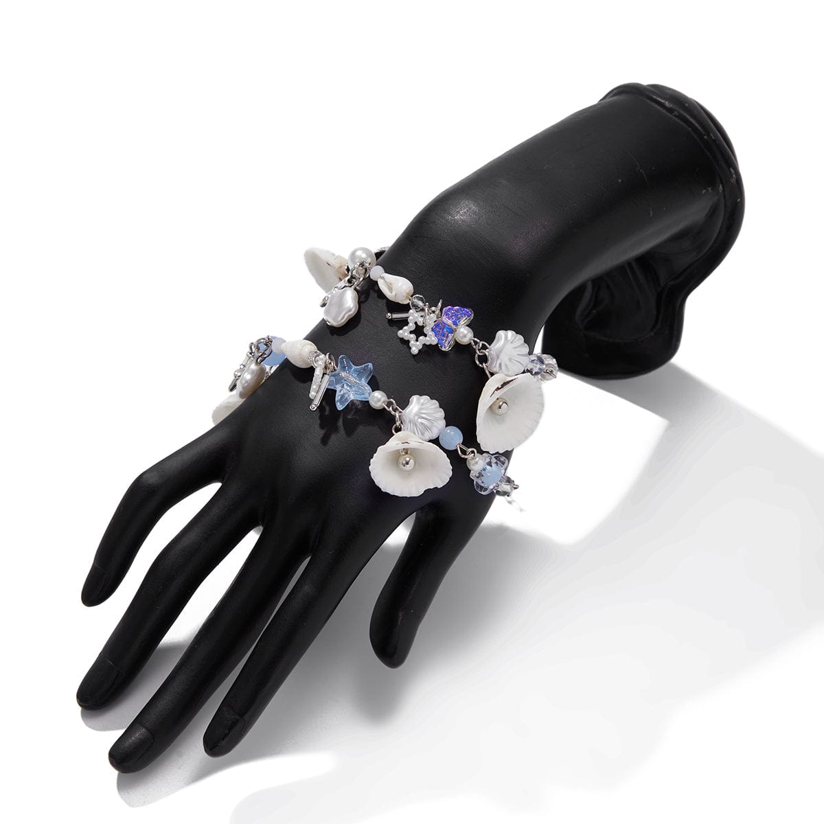 Beach Style 2pcs Shell Starfish Pearl Charm Bracelet Set - ArtGalleryZen