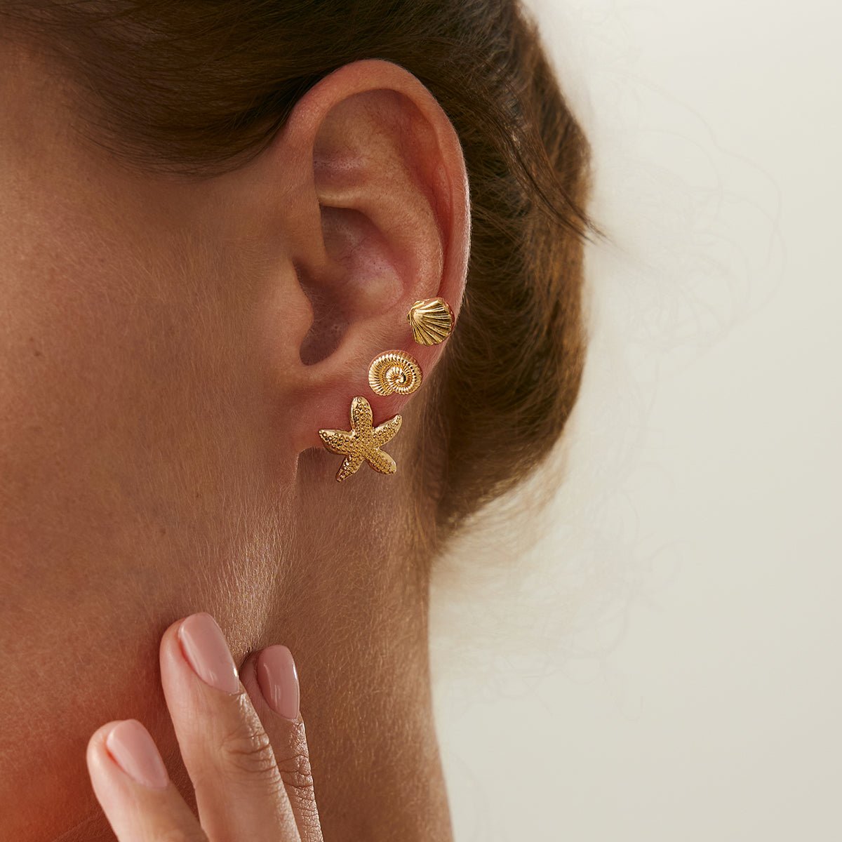 Beach Style 3 Pairs Conch Shell Starfish Earrings Set - ArtGalleryZen