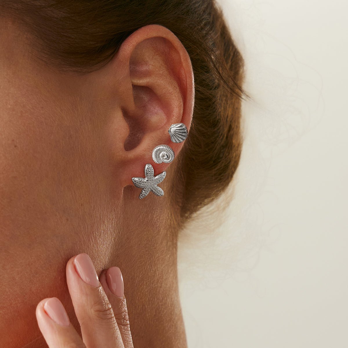 Beach Style 3 Pairs Conch Shell Starfish Earrings Set - ArtGalleryZen