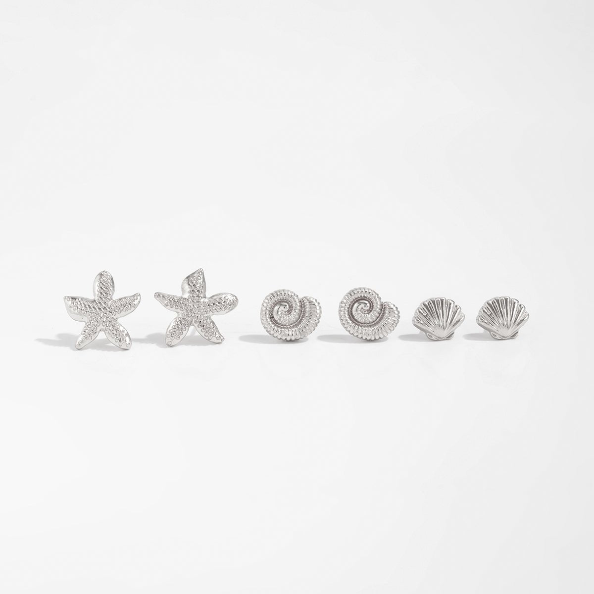 Beach Style 3 Pairs Conch Shell Starfish Earrings Set - ArtGalleryZen