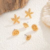 Thumbnail for Beach Style 3 Pairs Conch Shell Starfish Earrings Set - ArtGalleryZen