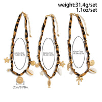 Thumbnail for Beach Style 3pcs Conch Fish Bone Coconut Tree Pendant Leopard Print Necklace Set - ArtGalleryZen
