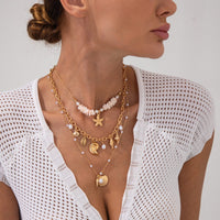 Thumbnail for Beach Style 3pcs Conch Shell Starfish Pendant Pearl Chain Necklace Set - ArtGalleryZen