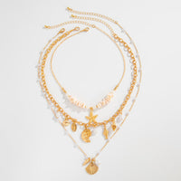 Thumbnail for Beach Style 3pcs Conch Shell Starfish Pendant Pearl Chain Necklace Set - ArtGalleryZen