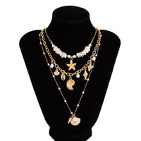 Thumbnail for Beach Style 3pcs Conch Shell Starfish Pendant Pearl Chain Necklace Set - ArtGalleryZen