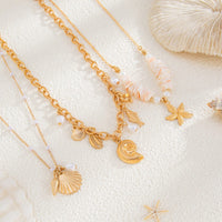 Thumbnail for Beach Style 3pcs Conch Shell Starfish Pendant Pearl Chain Necklace Set - ArtGalleryZen