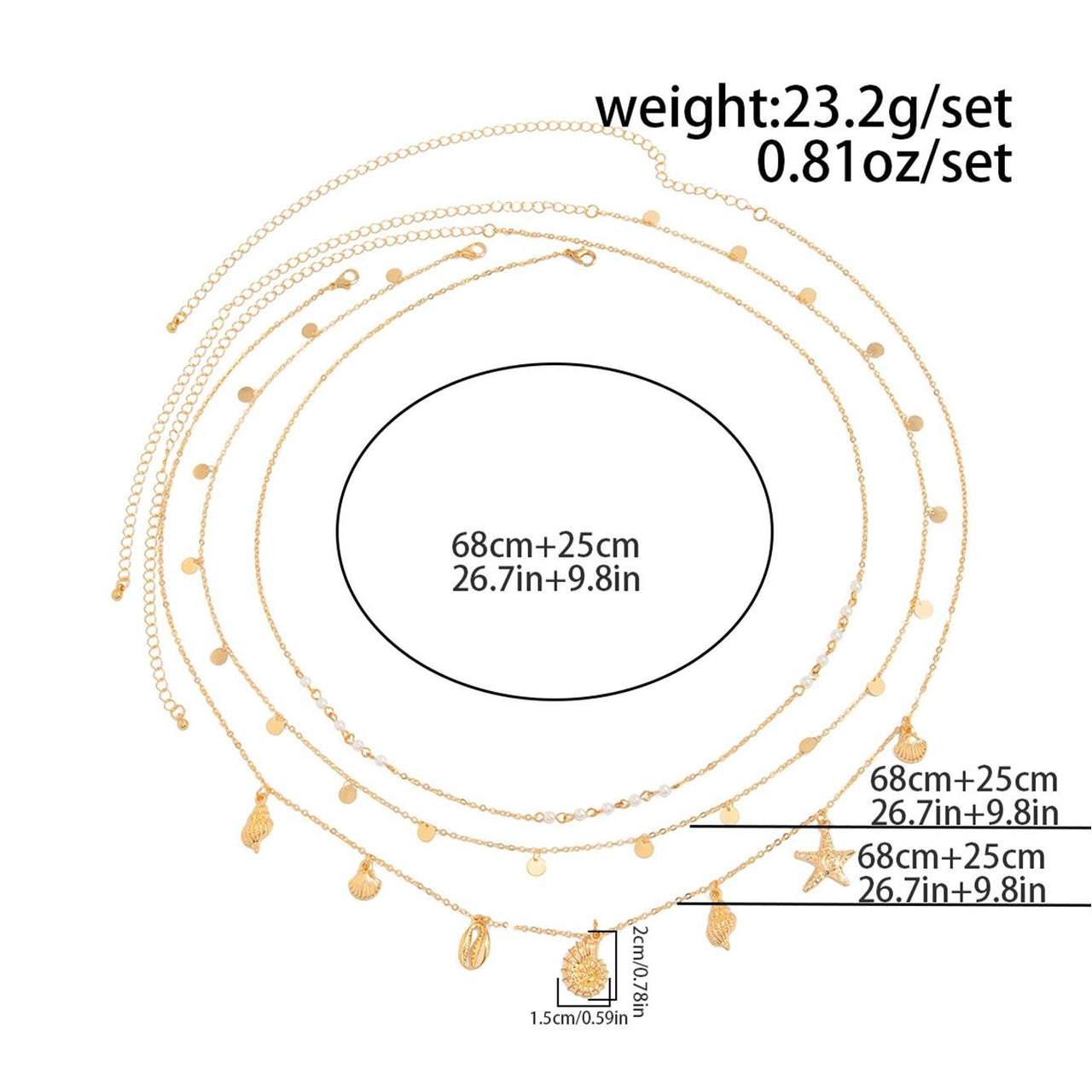 Beach Style 3pcs Conch Shell Starfish Pendant Pearl Waist Chain Set - ArtGalleryZen