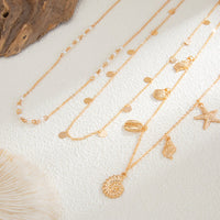 Thumbnail for Beach Style 3pcs Conch Shell Starfish Pendant Pearl Waist Chain Set - ArtGalleryZen
