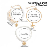 Thumbnail for Beach Style 3Pcs Conch Starfish Turtle Charm Seed Bead Anklet Set - ArtGalleryZen