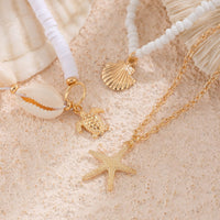 Thumbnail for Beach Style 3Pcs Conch Starfish Turtle Charm Seed Bead Anklet Set - ArtGalleryZen
