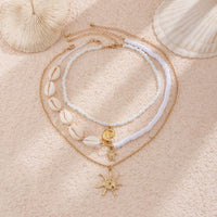 Thumbnail for Beach Style 3Pcs Conch Starfish Turtle Pendant Seed Bead Necklace Set