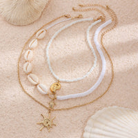 Thumbnail for Beach Style 3Pcs Conch Starfish Turtle Pendant Seed Bead Necklace Set