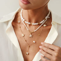 Thumbnail for Beach Style 3pcs Enamel Starfish Charm Pearl Seed Beaded Chain Necklace Set - ArtGalleryZen