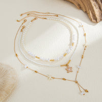 Thumbnail for Beach Style 3pcs Enamel Starfish Charm Pearl Seed Beaded Chain Necklace Set - ArtGalleryZen
