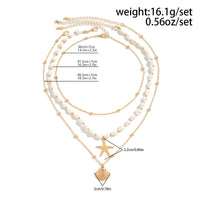 Thumbnail for Beach Style 3pcs Shell Starfish Pendant Conch Chain Necklace Set - ArtGalleryZen