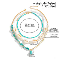 Thumbnail for Beach Style 3pcs Turquoise Charm Conch Starfish Seed Beaded Chain Necklace Set - ArtGalleryZen