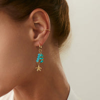 Thumbnail for Beach Style 5 Pcs Dangling Turquoise Shell Starfish Seahorse Huggie Hoop Earrings Set - ArtGalleryZen