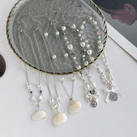 Thumbnail for Beach Style 5pcs Natural Shell Bowknot Heart Pendant Pearl Chain Necklace Set - ArtGalleryZen