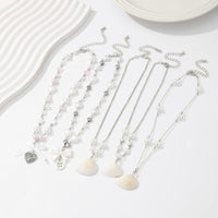 Thumbnail for Beach Style 5pcs Natural Shell Bowknot Heart Pendant Pearl Chain Necklace Set - ArtGalleryZen