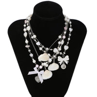 Thumbnail for Beach Style 5pcs Natural Shell Bowknot Heart Pendant Pearl Chain Necklace Set - ArtGalleryZen