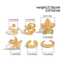 Thumbnail for Beach Style 6pcs Flower Starfish Shell Pearl Ring Set - ArtGalleryZen