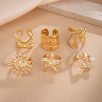 Thumbnail for Beach Style 6pcs Starfish Sun Ring Set - ArtGalleryZen