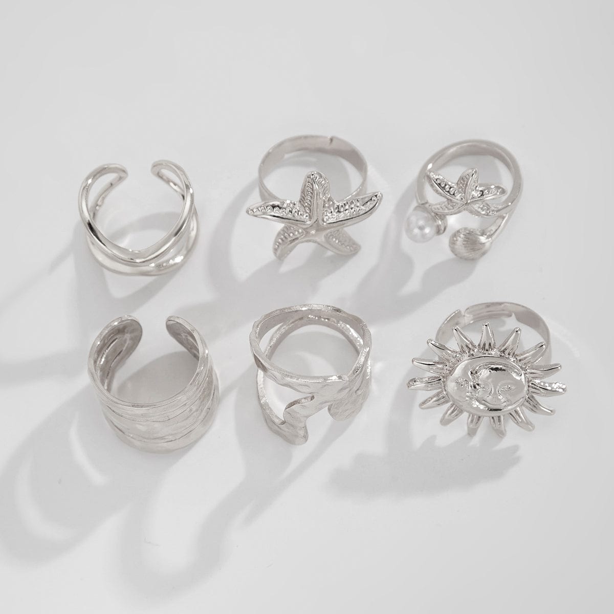 Beach Style 6pcs Starfish Sun Ring Set - ArtGalleryZen