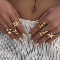 Thumbnail for Beach Style 6pcs Starfish Sun Ring Set - ArtGalleryZen