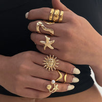 Thumbnail for Beach Style 6pcs Starfish Sun Ring Set - ArtGalleryZen
