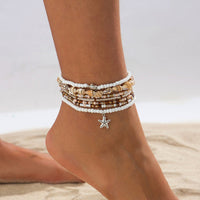 Thumbnail for Beach Style 7pcs Starfish Charm Conch Seed Beaded Anklet Set - ArtGalleryZen